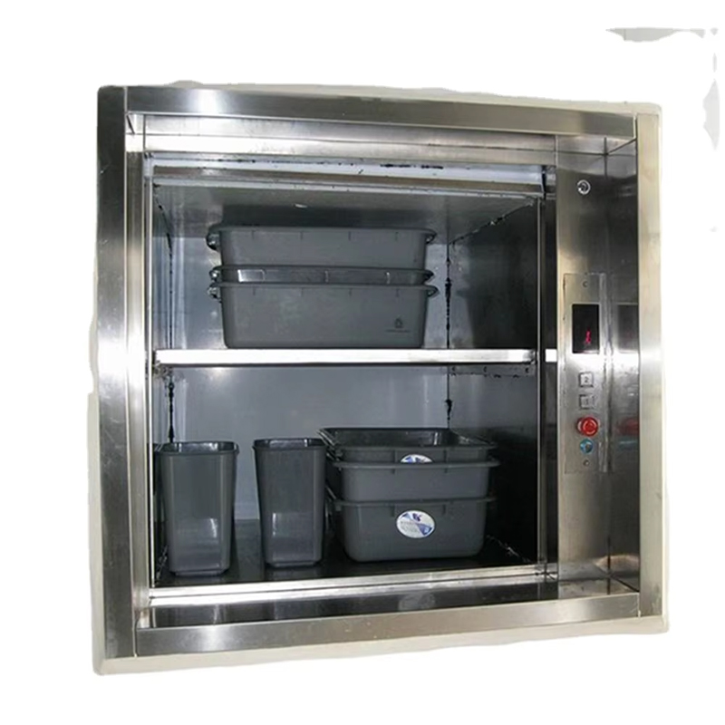 VTEF113 Högkvalitativt rostfritt stål Modern AC Drive Restaurang Kök Stum servitör Hiss med PVC-golv ISO-certifierad för hotellbruk