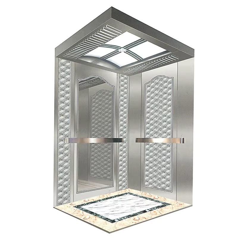 VTEP121 Hot Selling NV Modell 6-8 Person 630 kg Växellös AC Modern Hiss Byggnad Passagerarhiss med PVC-golv i rostfritt stål