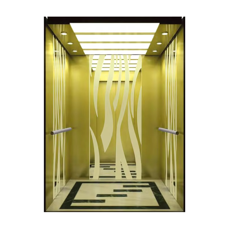 VTEP121 Hot Selling NV Modell 6-8 Person 630 kg Växellös AC Modern Hiss Byggnad Passagerarhiss med PVC-golv i rostfritt stål
