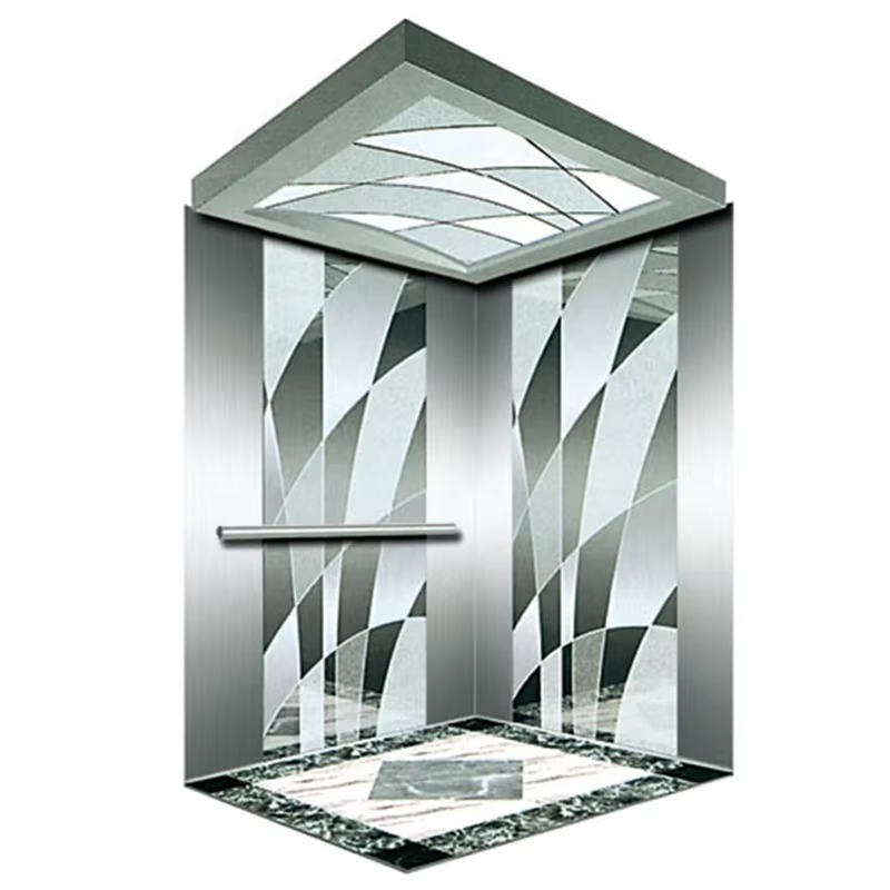 VTEP121 Hot Selling NV Modell 6-8 Person 630 kg Växellös AC Modern Hiss Byggnad Passagerarhiss med PVC-golv i rostfritt stål
