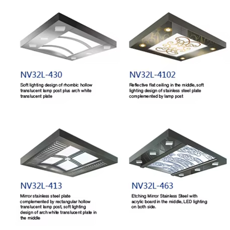 VTSP139 Hisshyttdekoration Modern LED Hisshytt Takpanel Rostfritt stål Hisstakdesign